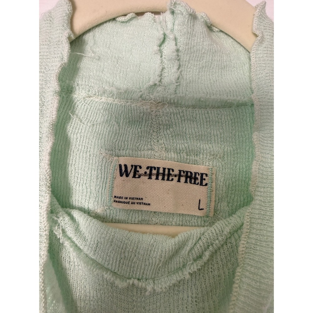 We The Free Free People Sara Pointelle Turtleneck Size L Mint Green Boho - Picture 3 of 6